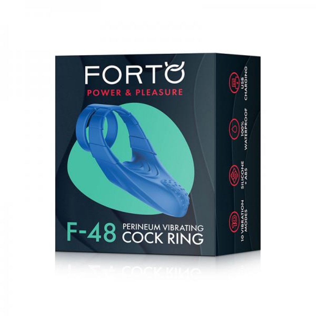Forto F-48: Silicone Perineum Vibrating Double Cockring Blue - Couples Vibrating Penis Rings