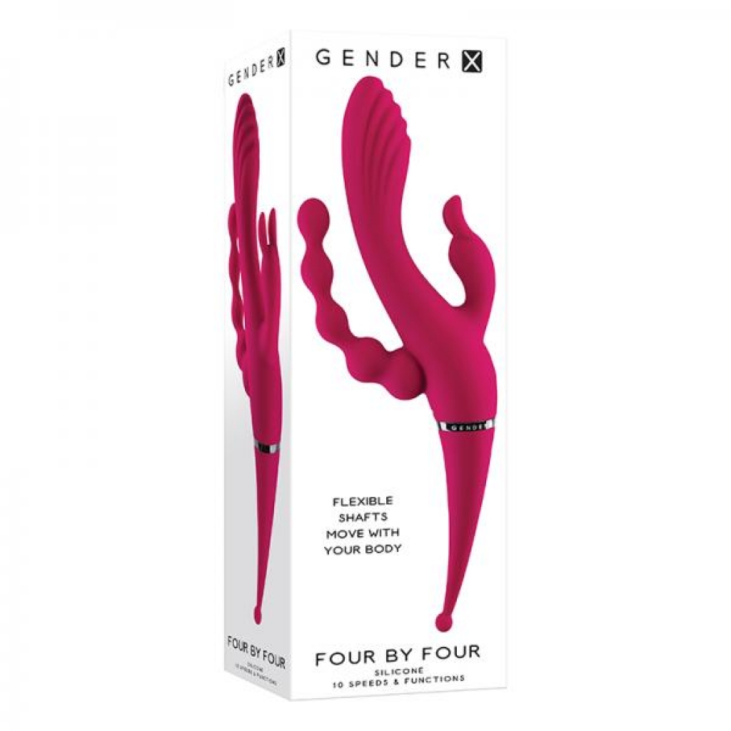 Gender X Four By Four Multi Stimulator Burgundy - Modern Vibrators