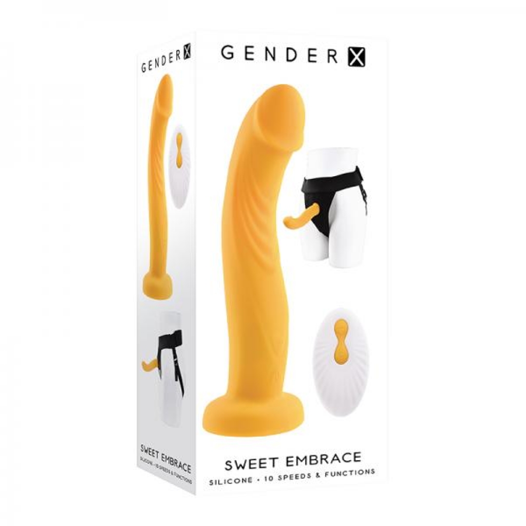 Gender X Sweet Embrace Vibrator And Strap-on Harness Yellow - Harness & Dong Sets