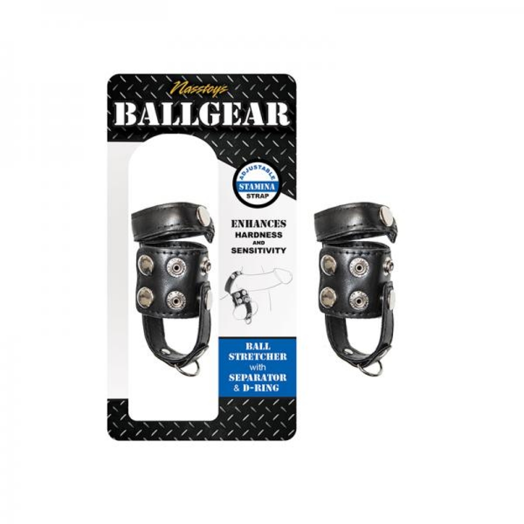 Ballgear Ball Stretcher With Separator & D-ring - Black - Mens Cock & Ball Gear