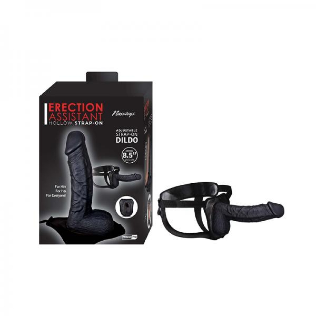 Erection Assistant Hollow Strap-on 8.5 In. Black - Harness & Dong Sets