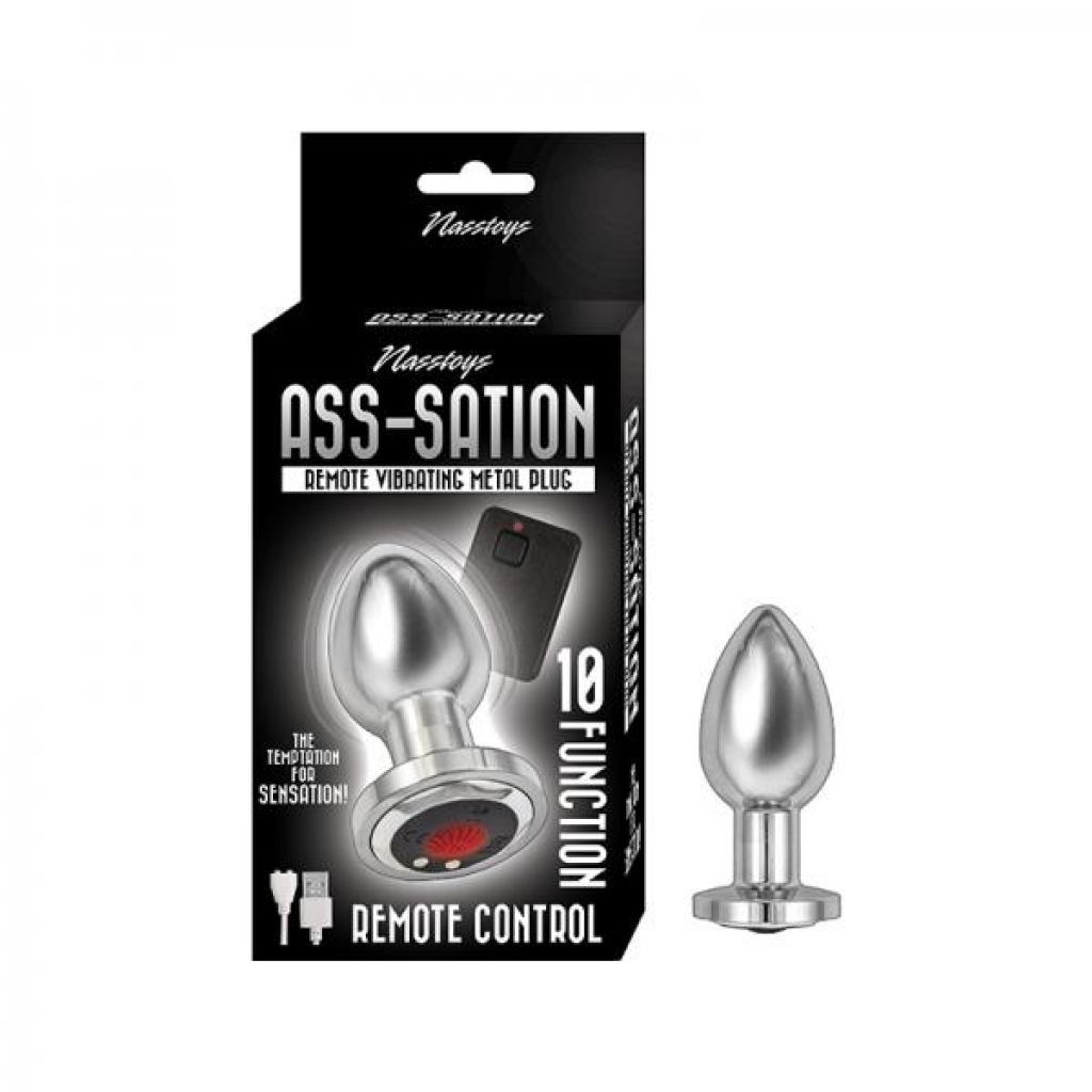 Ass-sation Remote Vibrating Metal Plug Silver - Anal Plugs