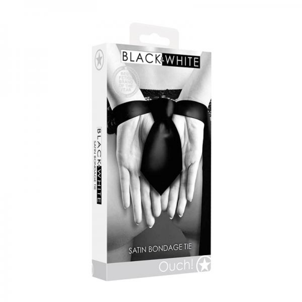 Ouch! Black & White Satin Bondage Tie Black - Rope, Tape & Ties