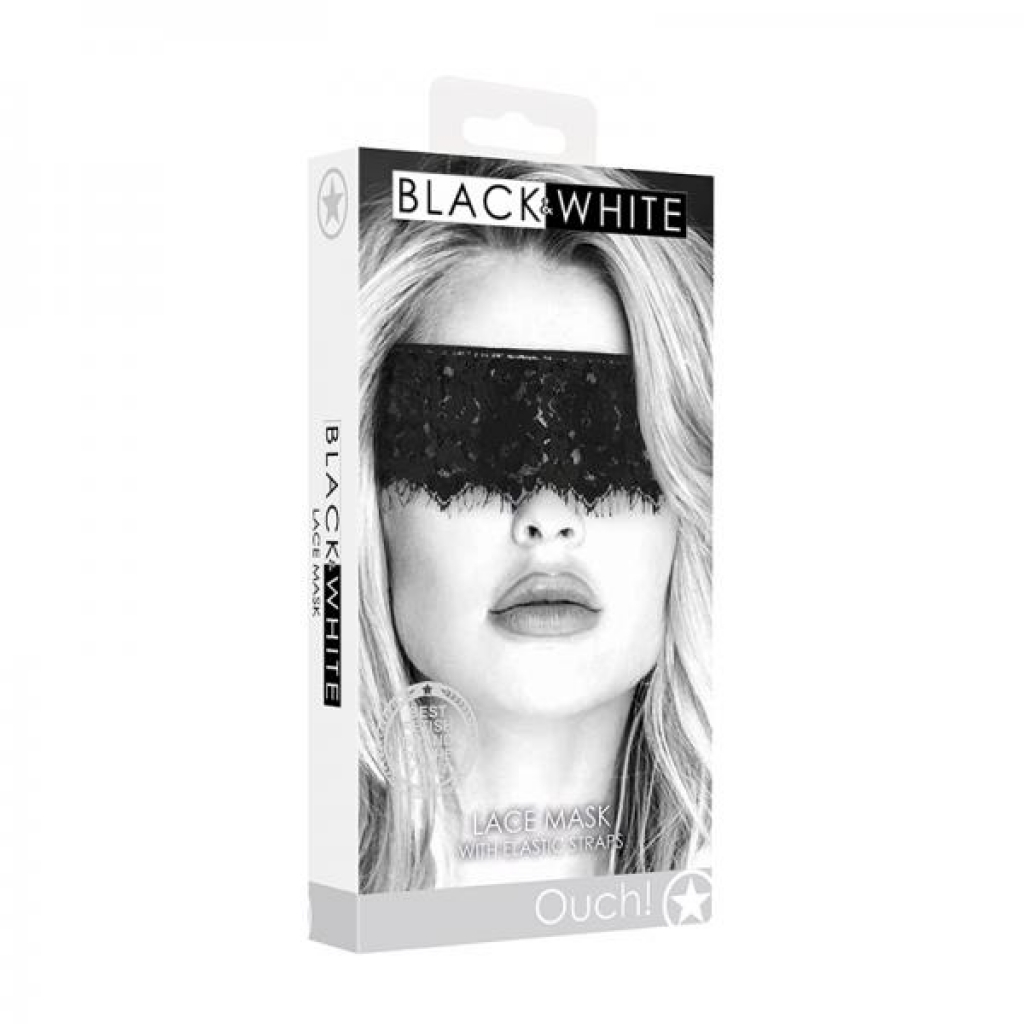 Ouch! Black & White Lace Mask With Elastic Straps Black - Sexy Costume Accessories