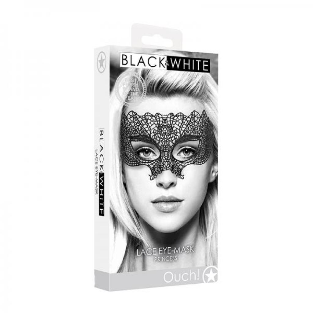 Ouch! Black & White Lace Eye Mask Princess Black - Sexy Costume Accessories