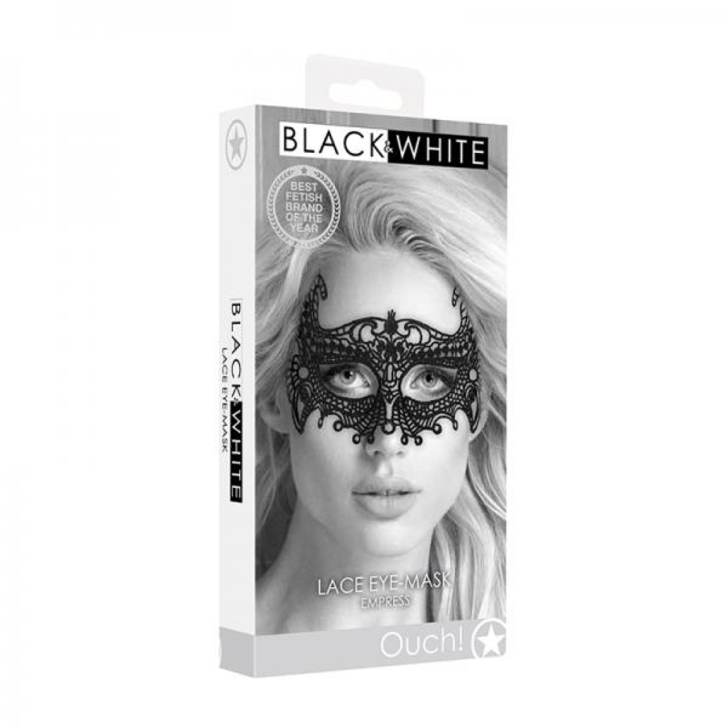 Ouch! Black & White Lace Eye Mask Empress Black - Sexy Costume Accessories