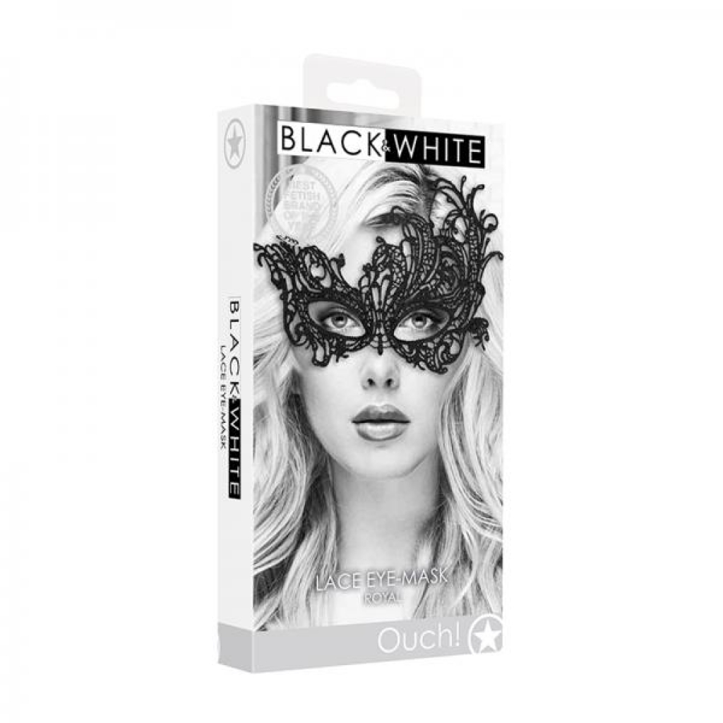 Ouch! Black & White Lace Eye Mask Royal Black - Sexy Costume Accessories