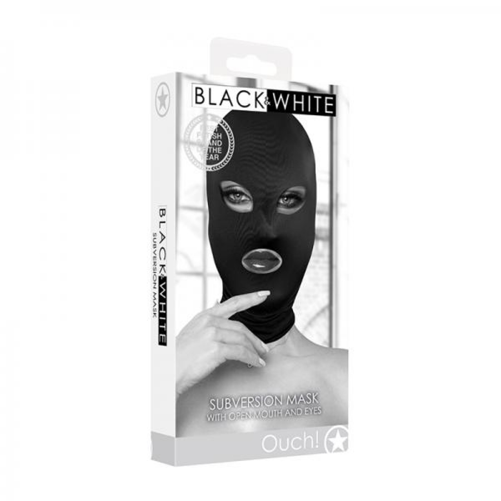 Ouch! Black & White Subversion Mask With Open Mouth And Eye Black - Hoods & Goggles
