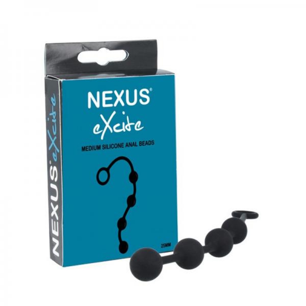 Nexus Excite Anal Beads Silicone Medium Black - Anal Beads