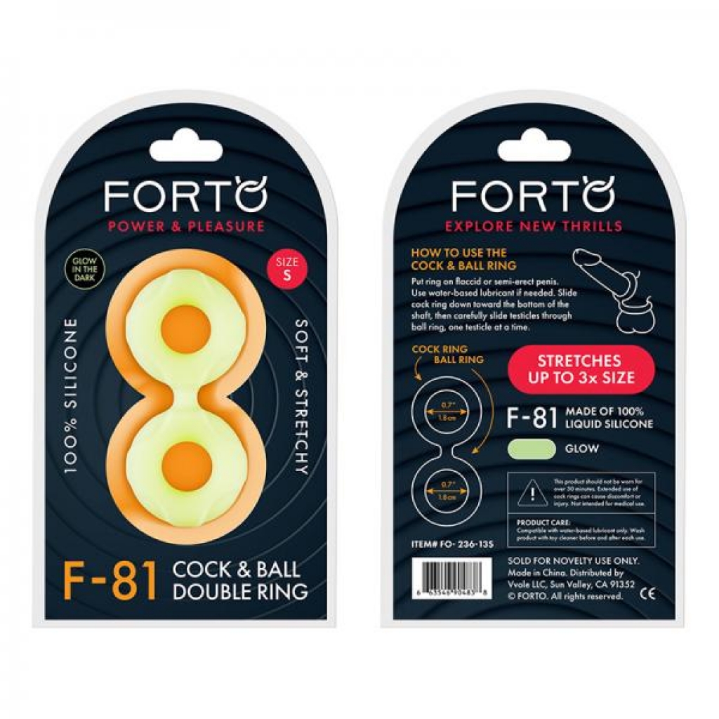 Forto F-81: Double Ring Liquid Silicone 44 Mm Glow-in-the-dark - Classic Penis Rings