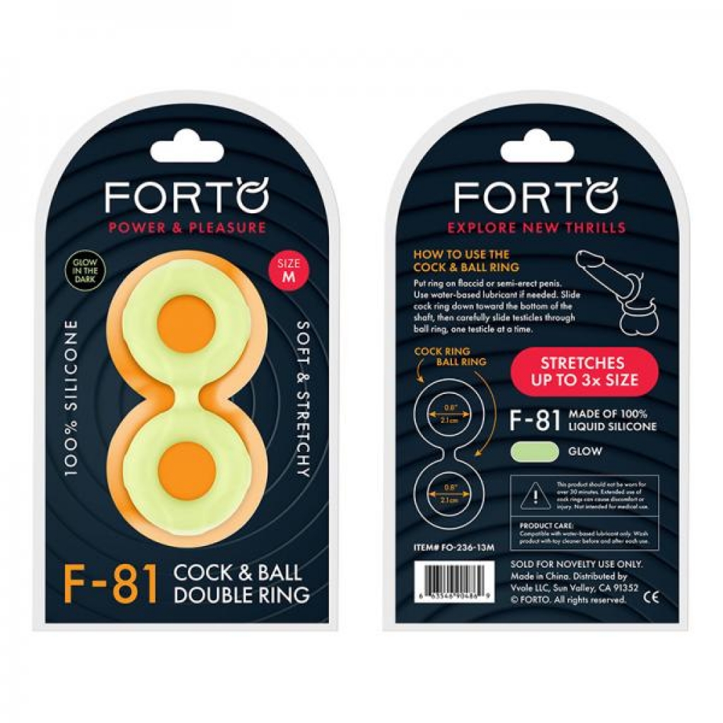 Forto F-81: Double Ring Liquid Silicone 47 Mm Glow-in-the-dark - Classic Penis Rings