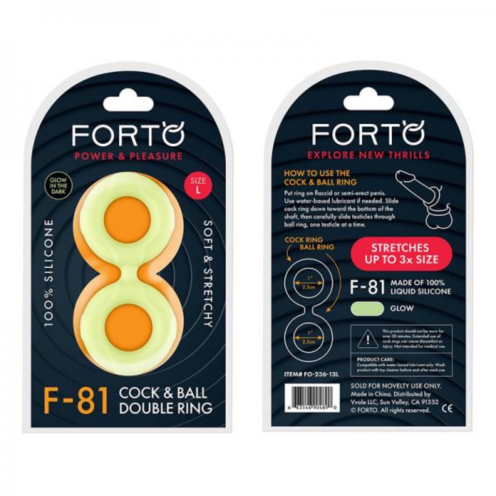 Forto F-81: Double Ring Liquid Silicone 51 Mm Glow-in-the-dark - Classic Penis Rings