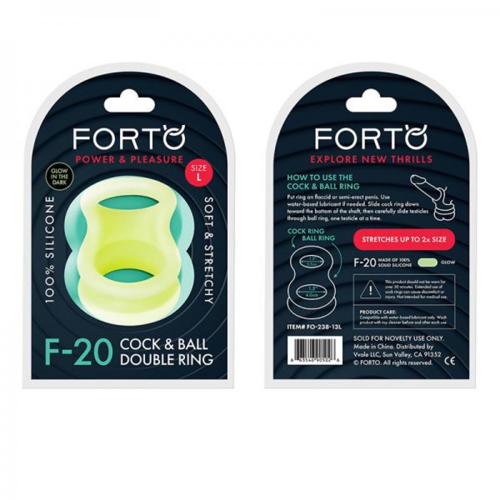 Forto F-20: Balls Stretcher Liquid Silicone 60/77 Mm Glow-in-the-dark - Mens Cock & Ball Gear