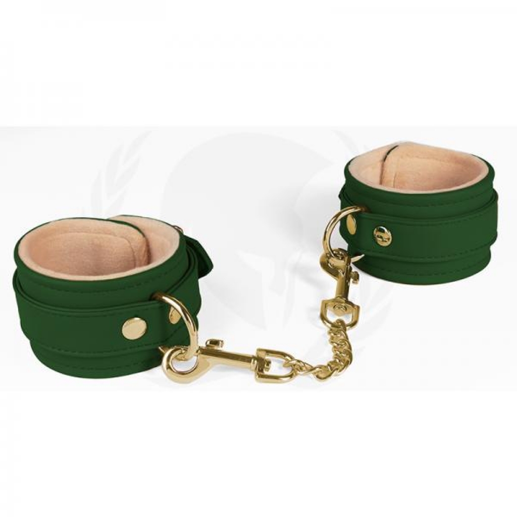 Spartacus Green Pu Wrist Cuffs With Plush Lining - Handcuffs