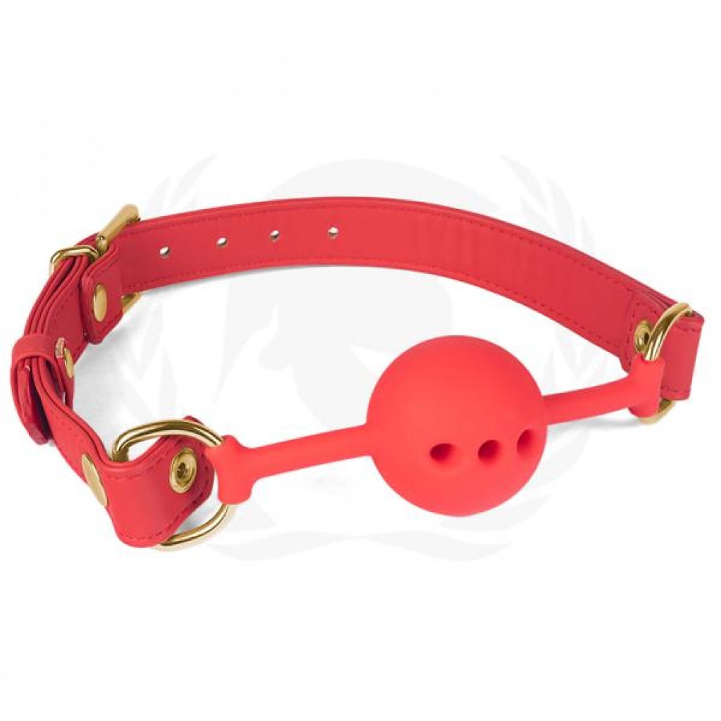Spartacus 46 Mm Red Silicone Ball Gag With Red Pu Strap - Ball Gags