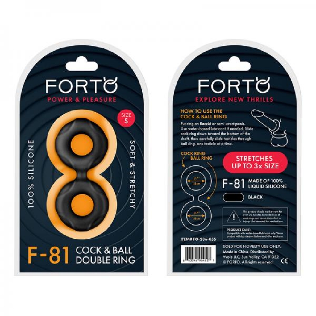 Forto F-81: Double Ring Liquid Silicone 44 Mm Black - Classic Penis Rings