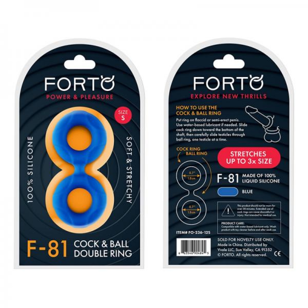 Forto F-81: Double Ring Liquid Silicone 44 Mm Blue - Classic Penis Rings