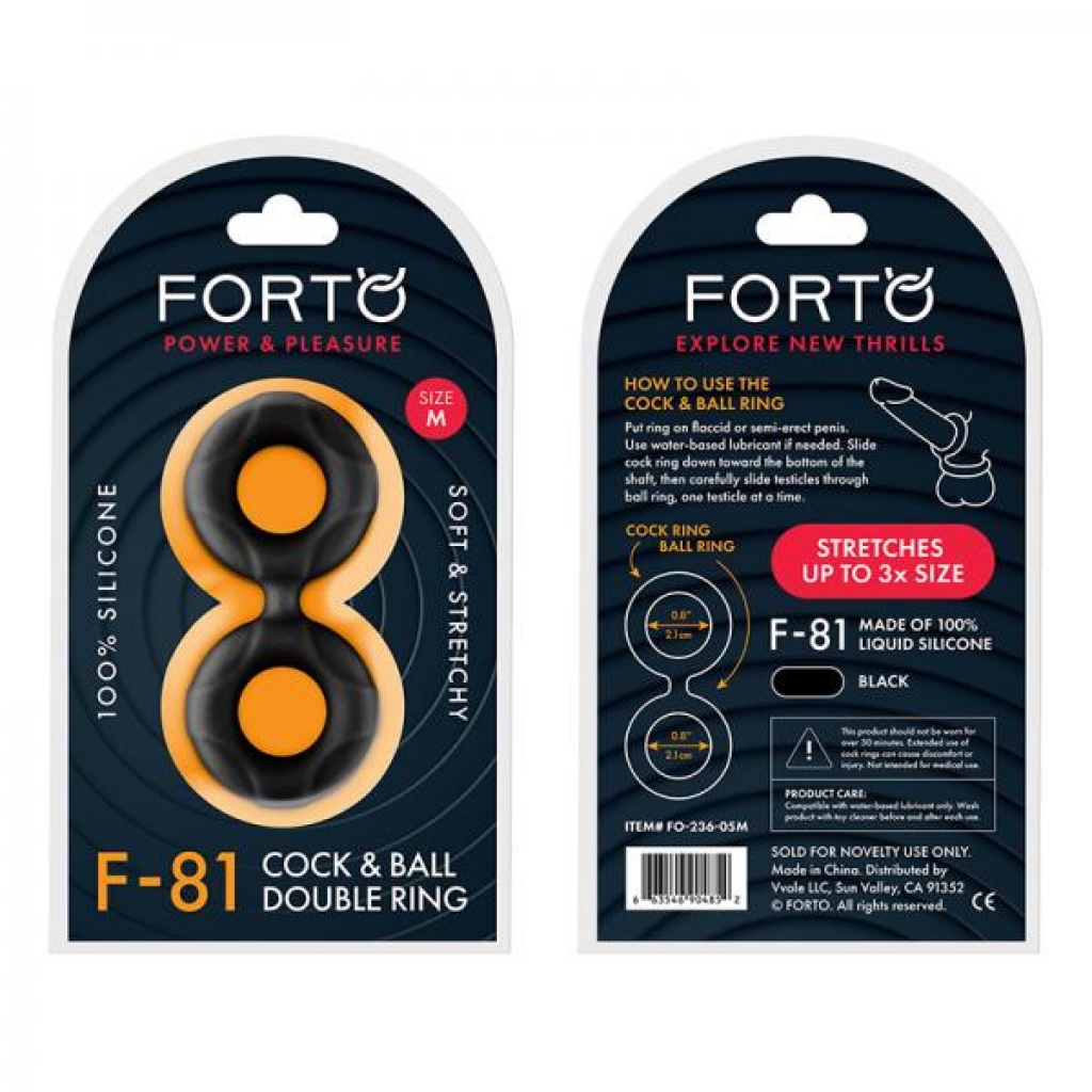 Forto F-81: Double Ring Liquid Silicone 47 Mm Black - Classic Penis Rings