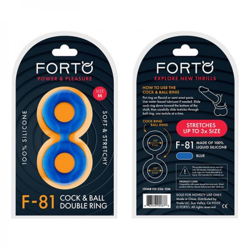 Forto F-81: Double Ring Liquid Silicone 47 Mm Blue - Classic Penis Rings