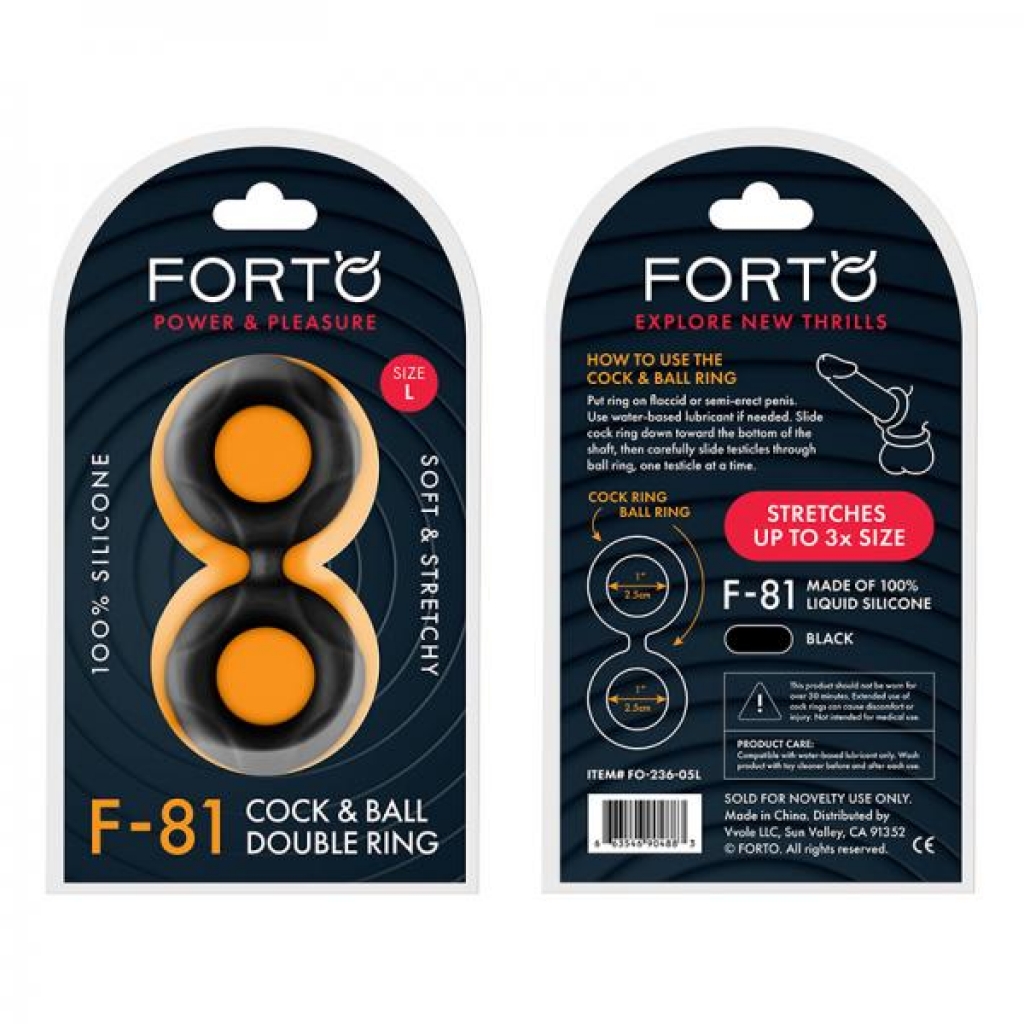 Forto F-81: Double Ring Liquid Silicone 51mm Black - Classic Penis Rings