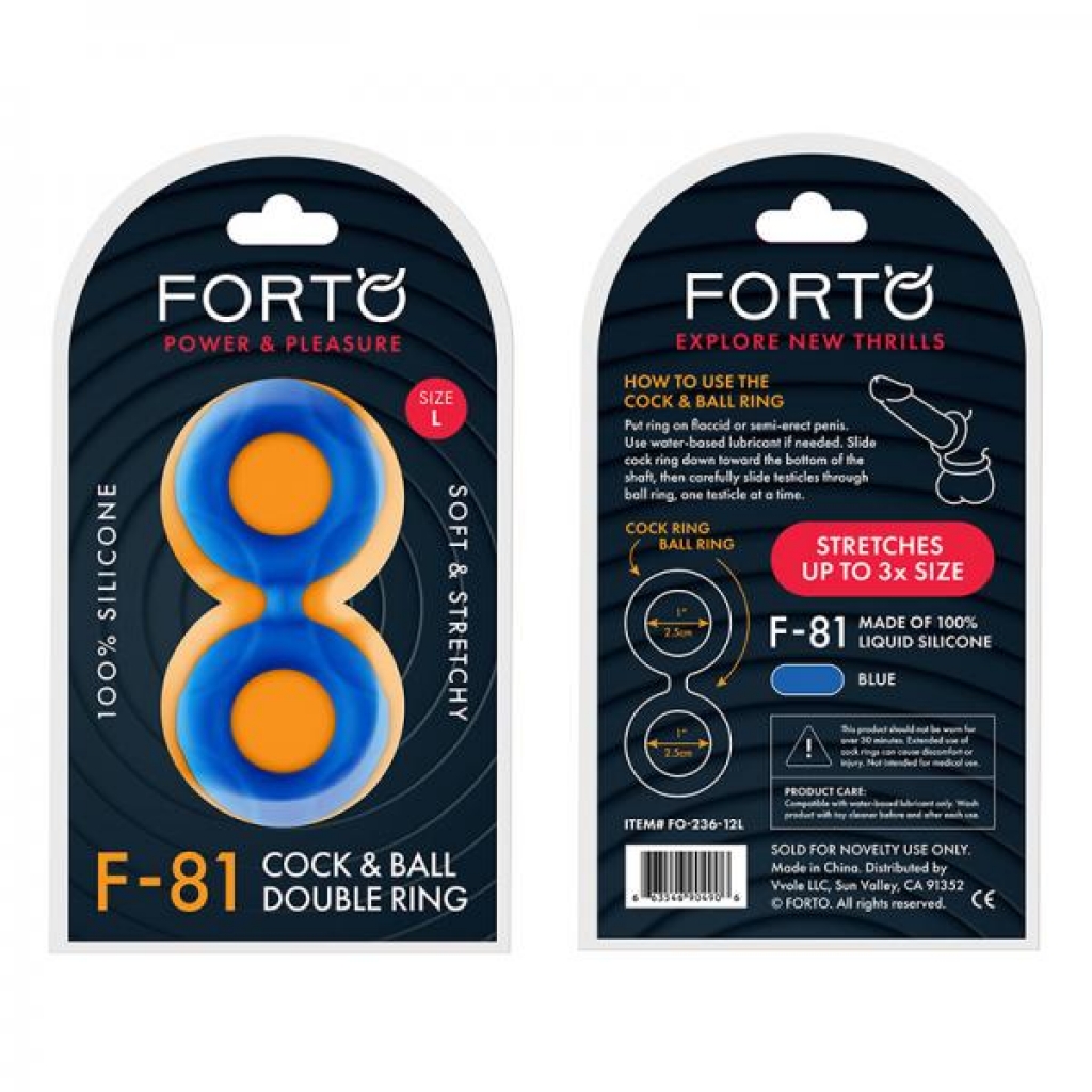 Forto F-81: Double Ring Liquid Silicone 51 Mm Blue - Classic Penis Rings