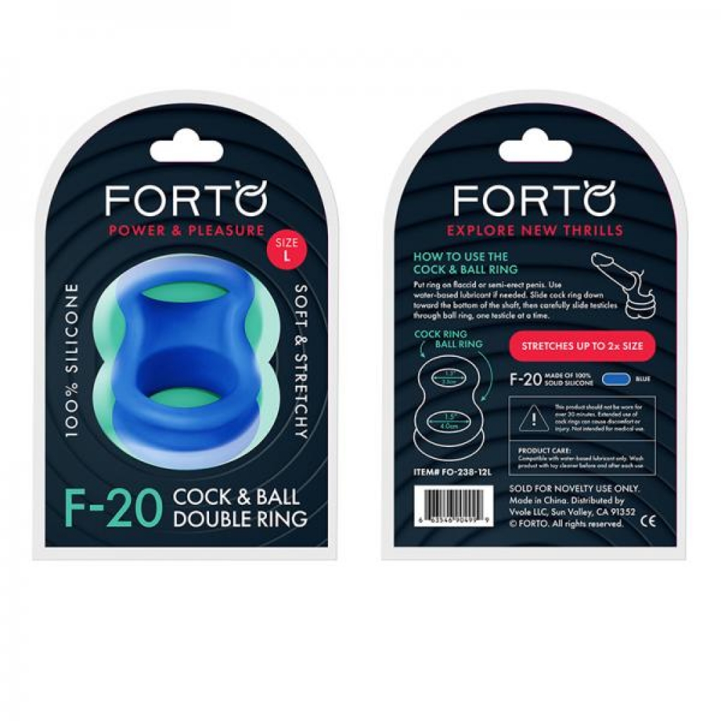 Forto F-20: Balls Stretcher Liquid Silicone 60/77mm Blue - Mens Cock & Ball Gear