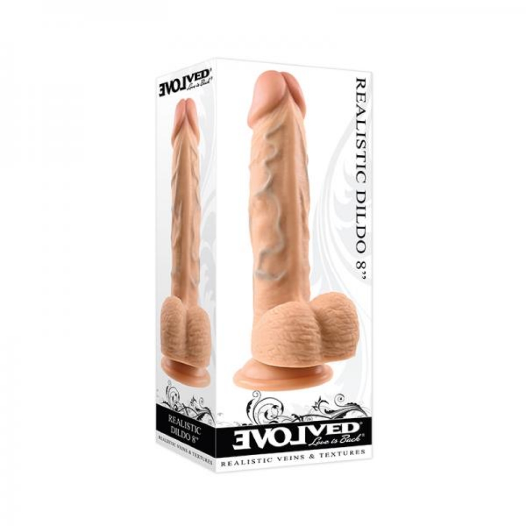 Evolved Realistic Dildo With Balls 8 In. Light - Realistic Dildos & Dongs