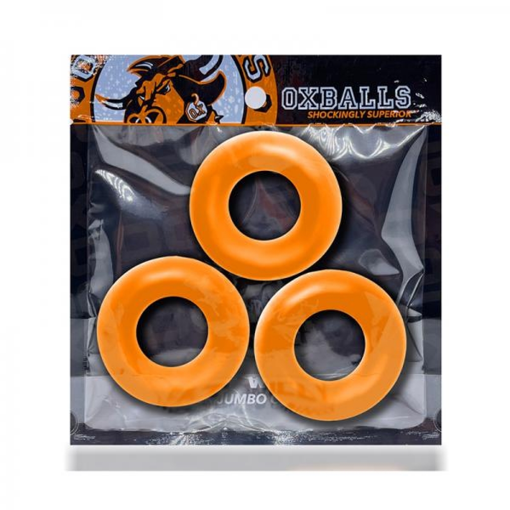 Oxballs Fat Willy 3-pack Jumbo Cockrings Orange - Classic Penis Rings