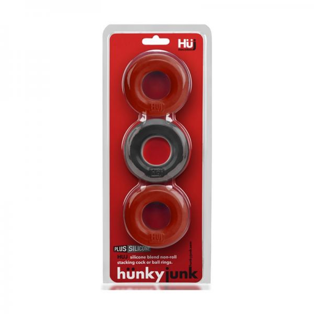 Hunkyjunk Huj3 C-ring 3-pack Cherry/tar Ice - Cock Ring Trios