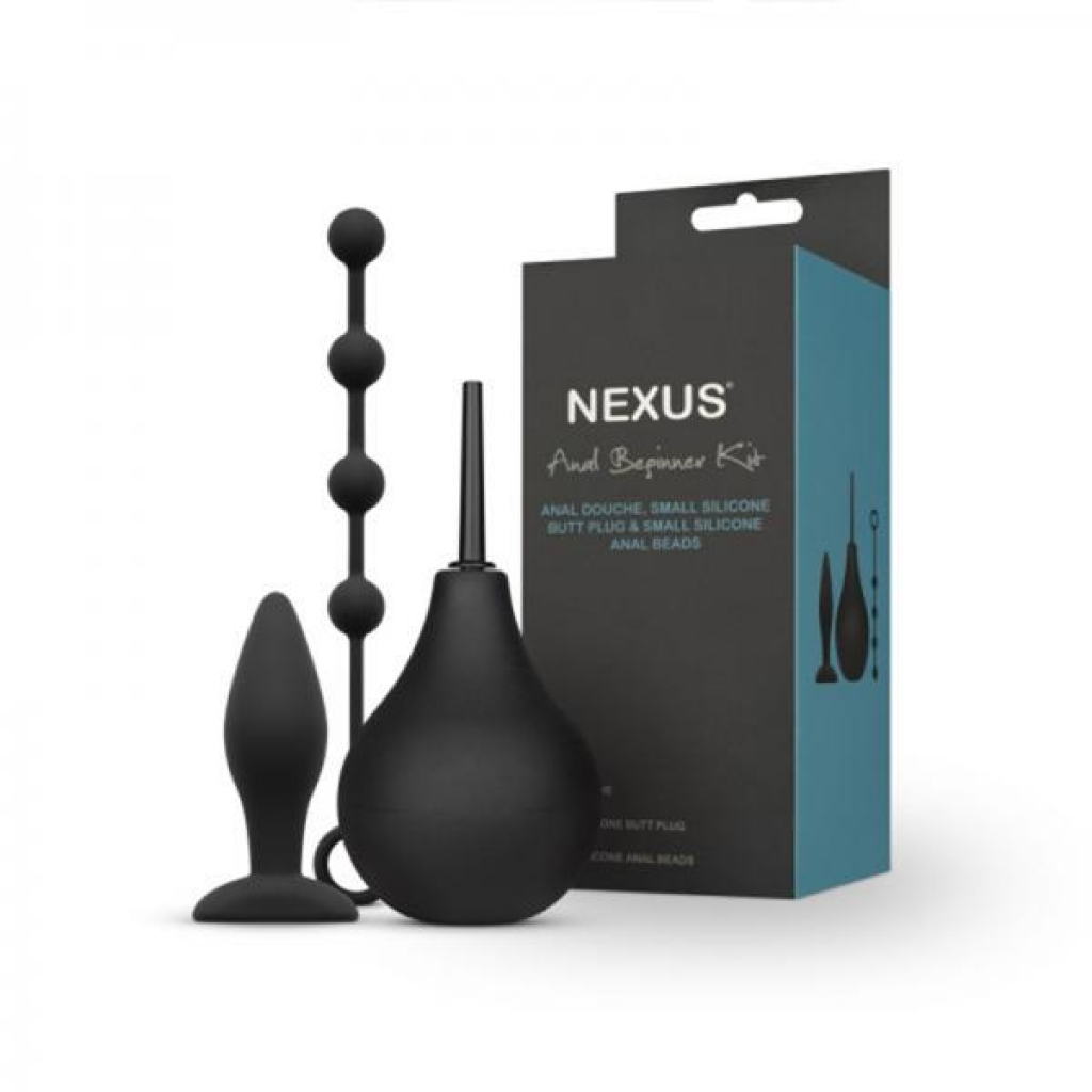 Nexus Anal Beginner Kit With Douche, Silicone Beads, Small Silicone Butt Plug Black - Sex Swings & Slings