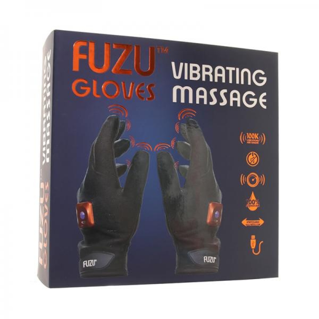 Fuzu Rechargeable Vibrating Massage Gloves Left & Right Hand Black - Finger Vibrators
