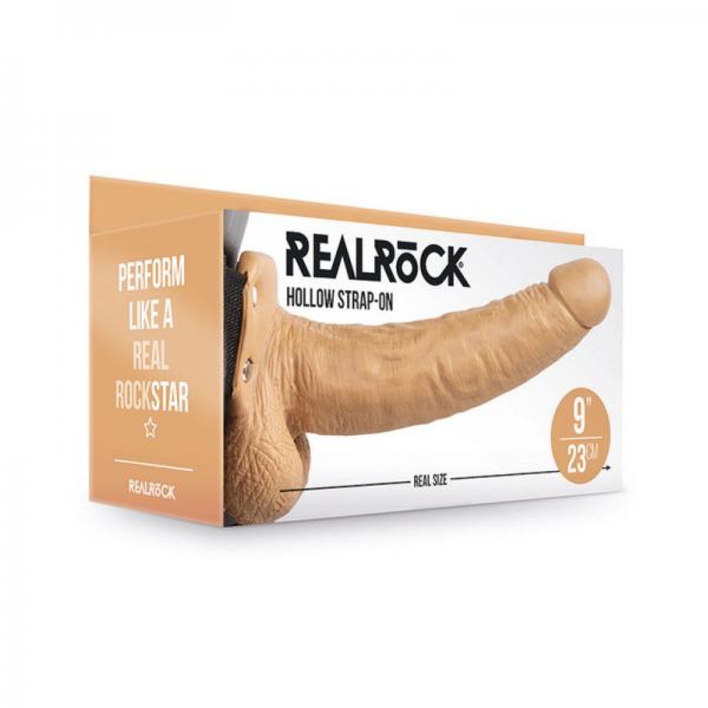 Realrock Hollow Strap-on With Balls 9 In. Mocha - Huge Dildos