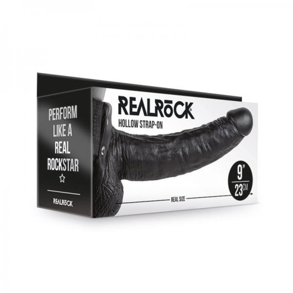 Realrock Hollow Strap-on With Balls 9 In. Chocolate - Harness & Dong Sets