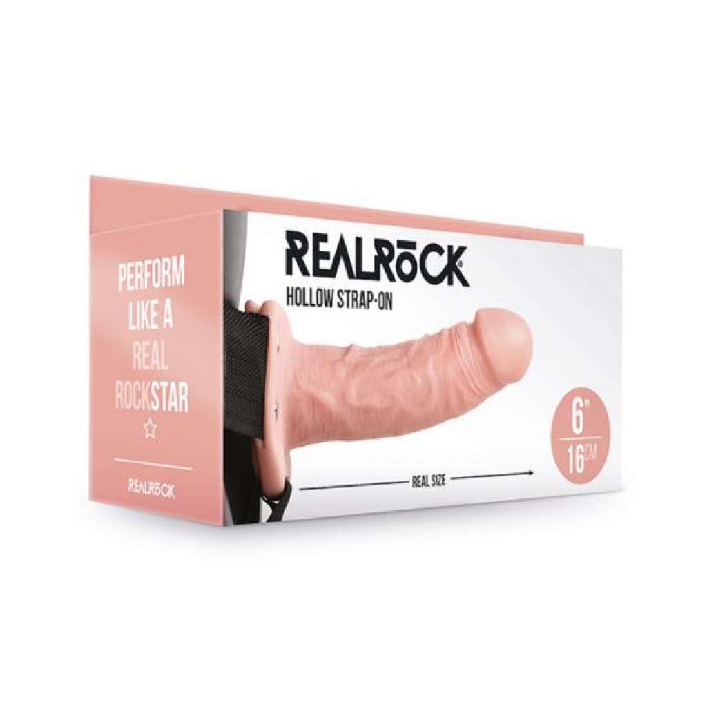 Realrock Hollow Strap-on Without Balls 6 In. Vanilla - Harness & Dong Sets