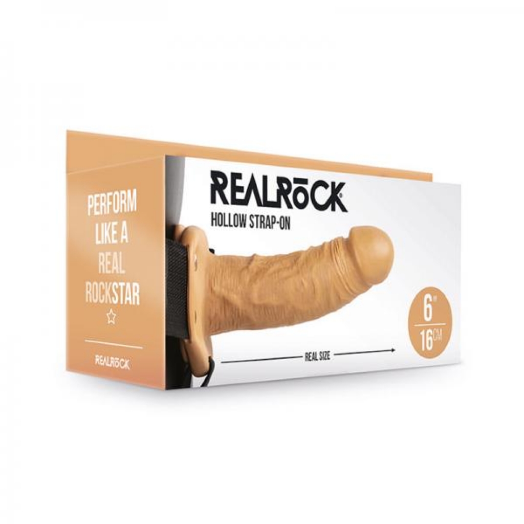 Realrock Hollow Strap-on Without Balls 6 In. Caramel - Harness & Dong Sets