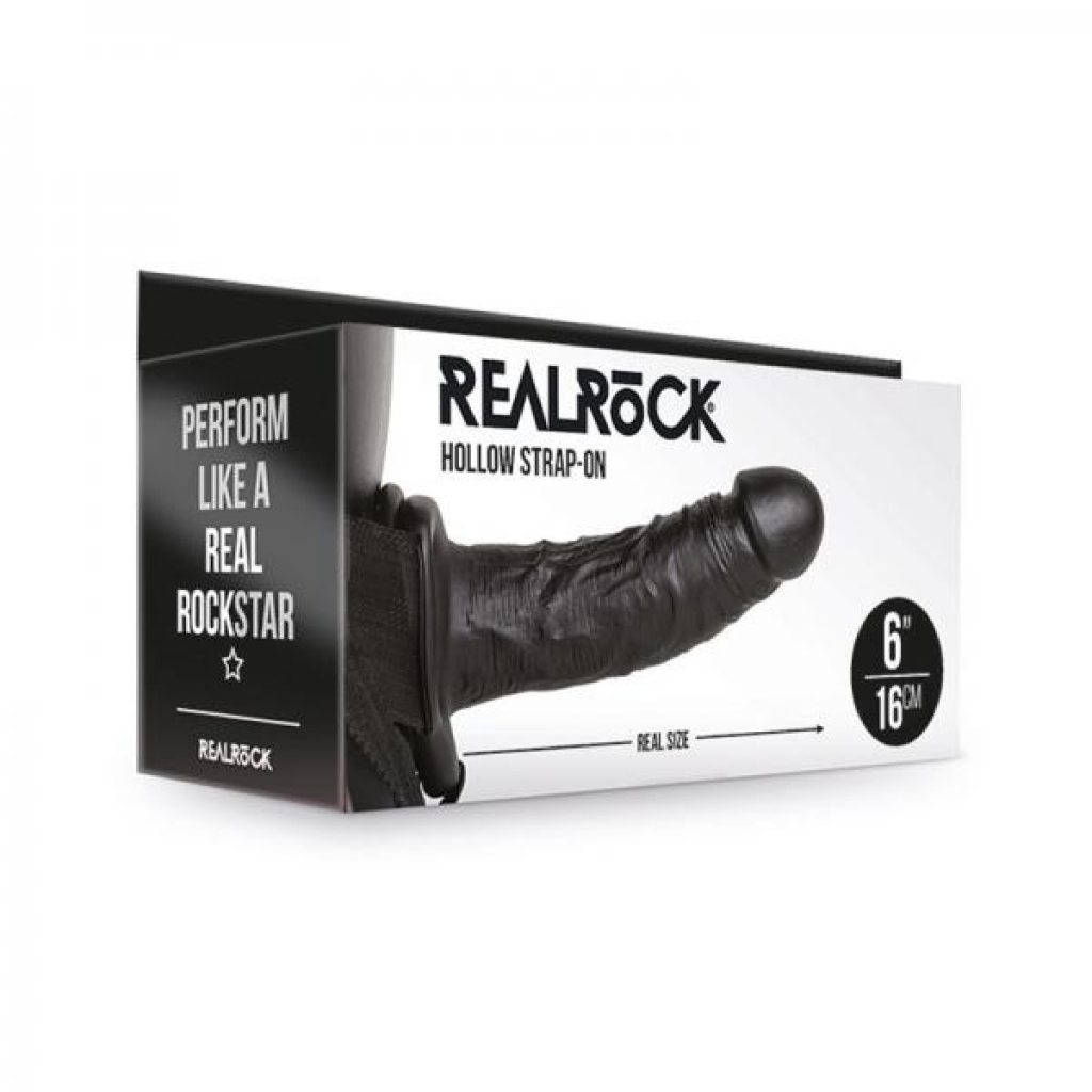 Realrock Hollow Strap-on Without Balls 6 In. Chocolate - Harness & Dong Sets
