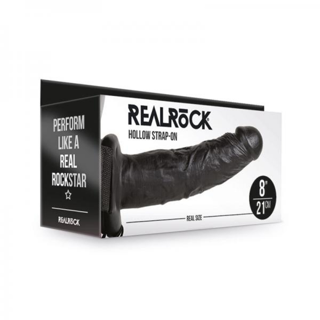 Realrock Hollow Strap-on Without Balls 8 In. Chocolate - Harness & Dong Sets