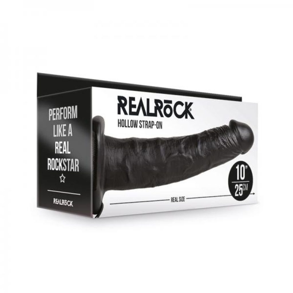 Realrock Hollow Strap-on Without Balls 10 In. Chocolate - Harness & Dong Sets