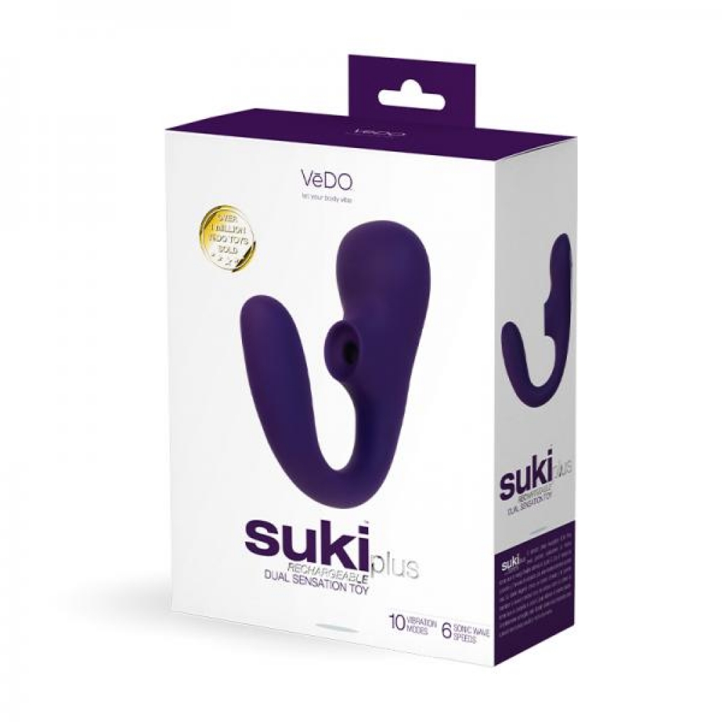 Vedo Suki Plus Rechargeable Dual Sonic Vibe Deep Purple - G-Spot Vibrators Clit Stimulators