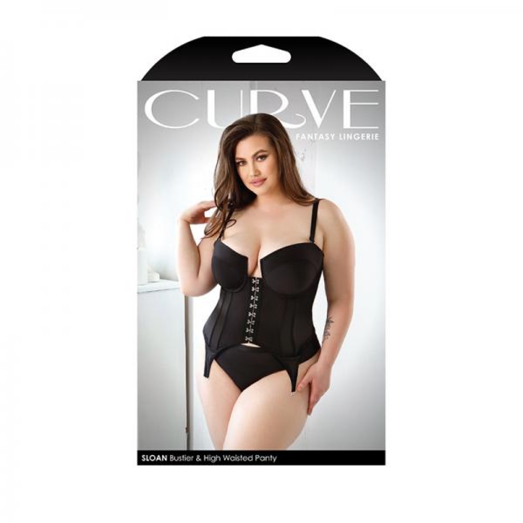 Curve Sloan Cropped Bustier With Molded Cups & High-waisted Panty 1x/2x Black - Crops