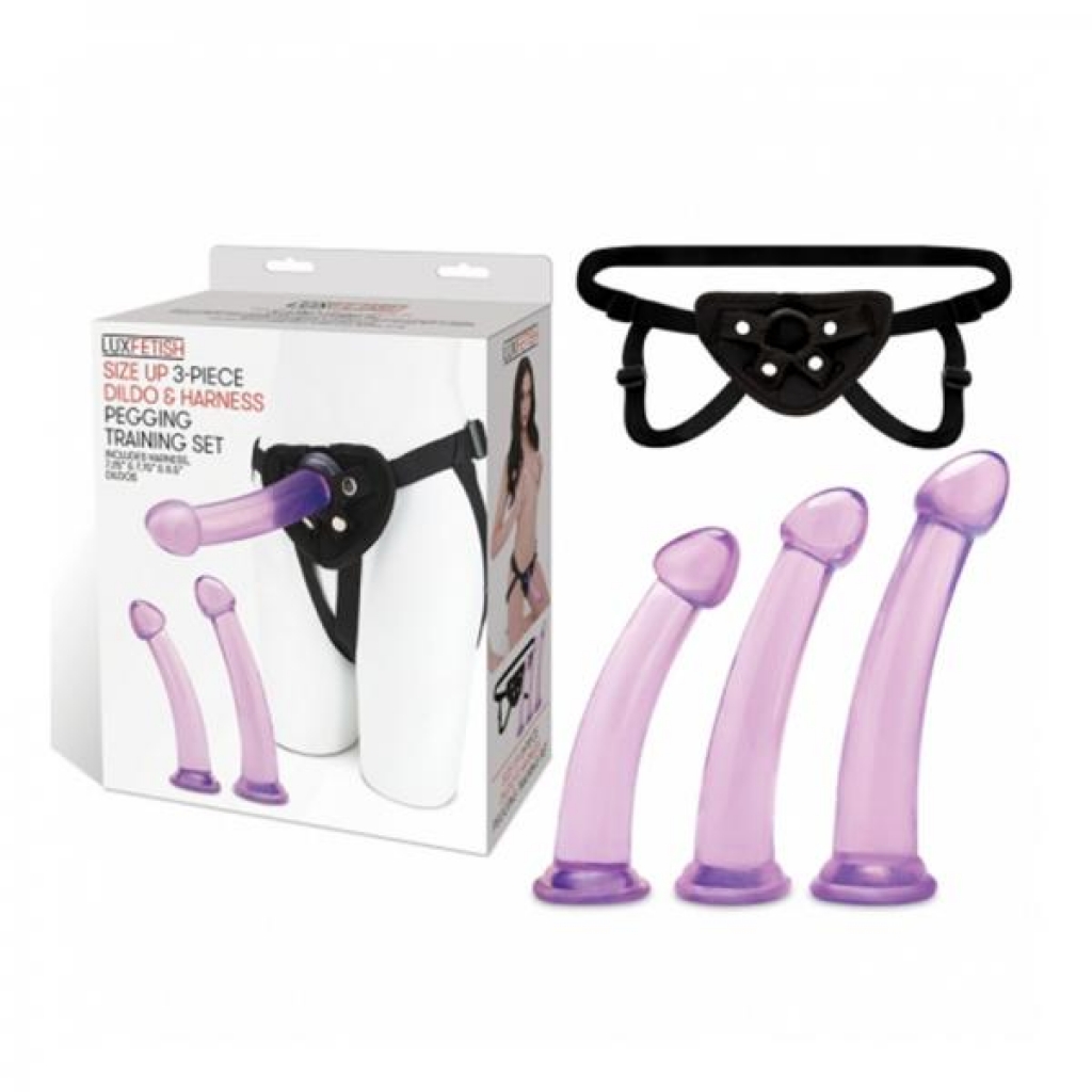 Lux Fetish Size Up 3-piece Dildo And Harness Pegging Training Set - Harness & Dong Sets