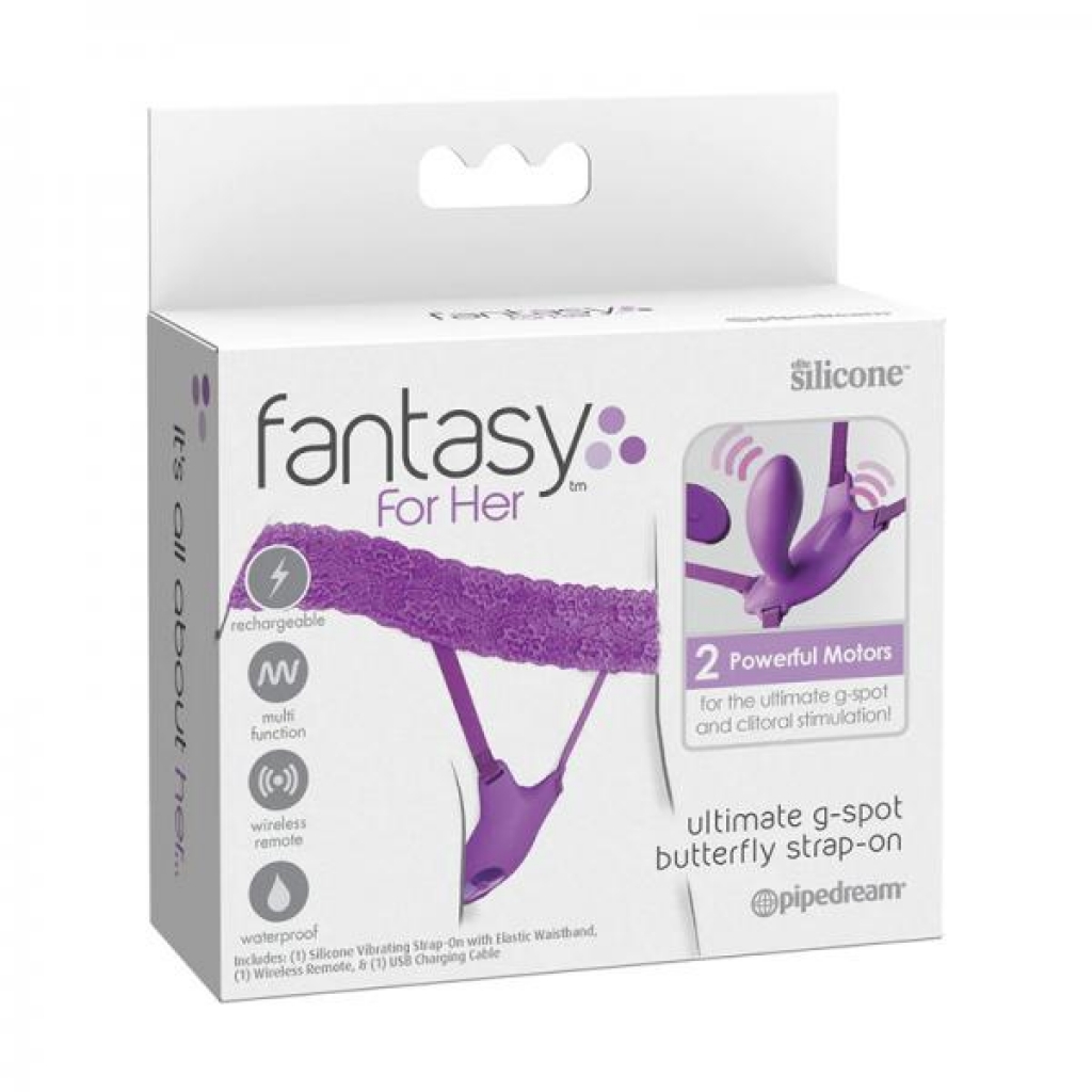 Fantasy For Her Ultimate G-spot Butterfly Strap-on With Remote Silicone Purple - Hands Free Vibrators