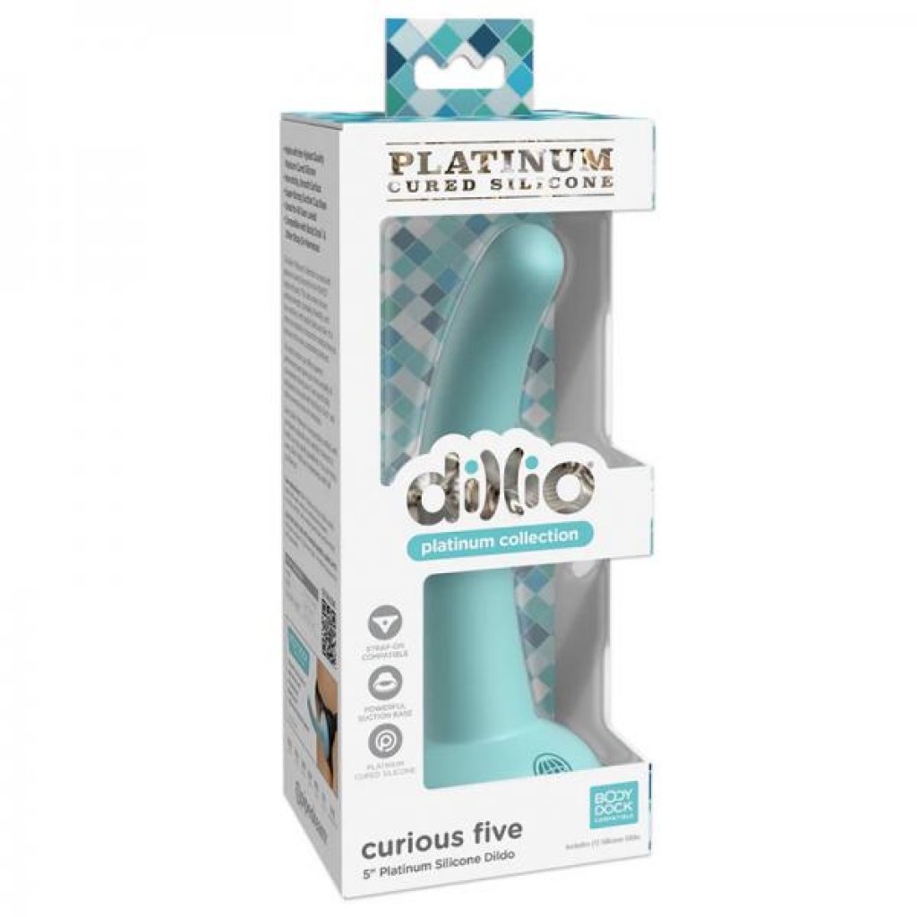 Dillio Platinum Curious Five Silicone Dildo 5 In. Teal - Realistic Dildos & Dongs