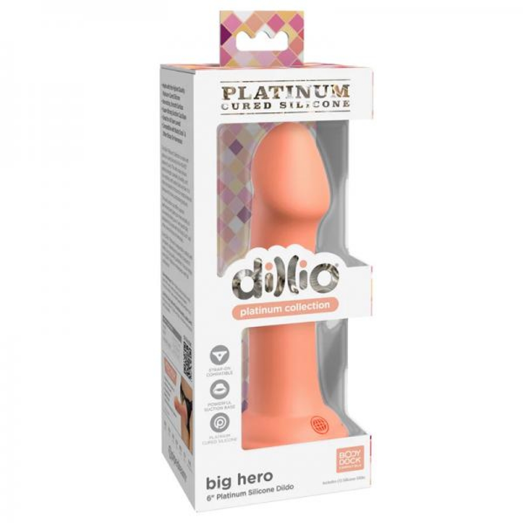 Dillio Platinum Big Hero Silicone Dildo 6 In. Peach - Realistic Dildos & Dongs
