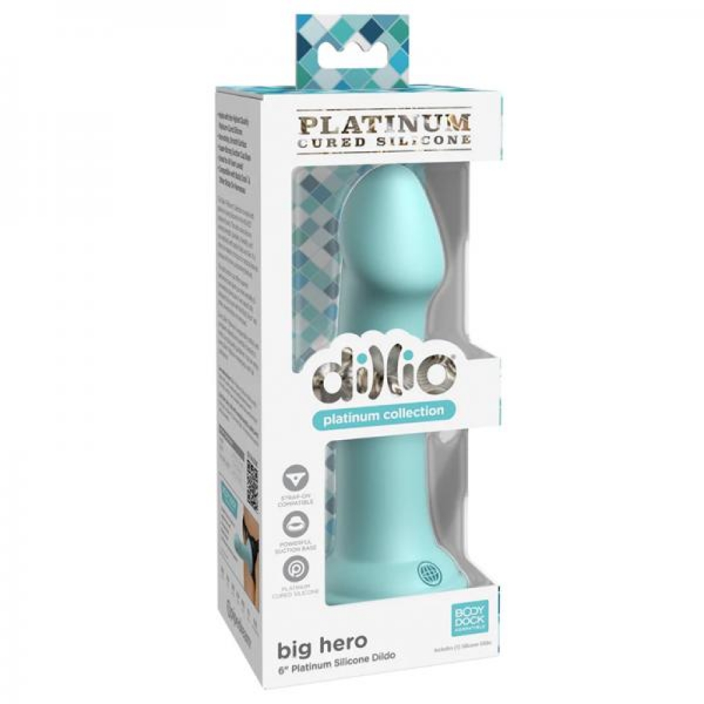 Dillio Platinum Big Hero Silicone Dildo 6 In. Teal - Realistic Dildos & Dongs
