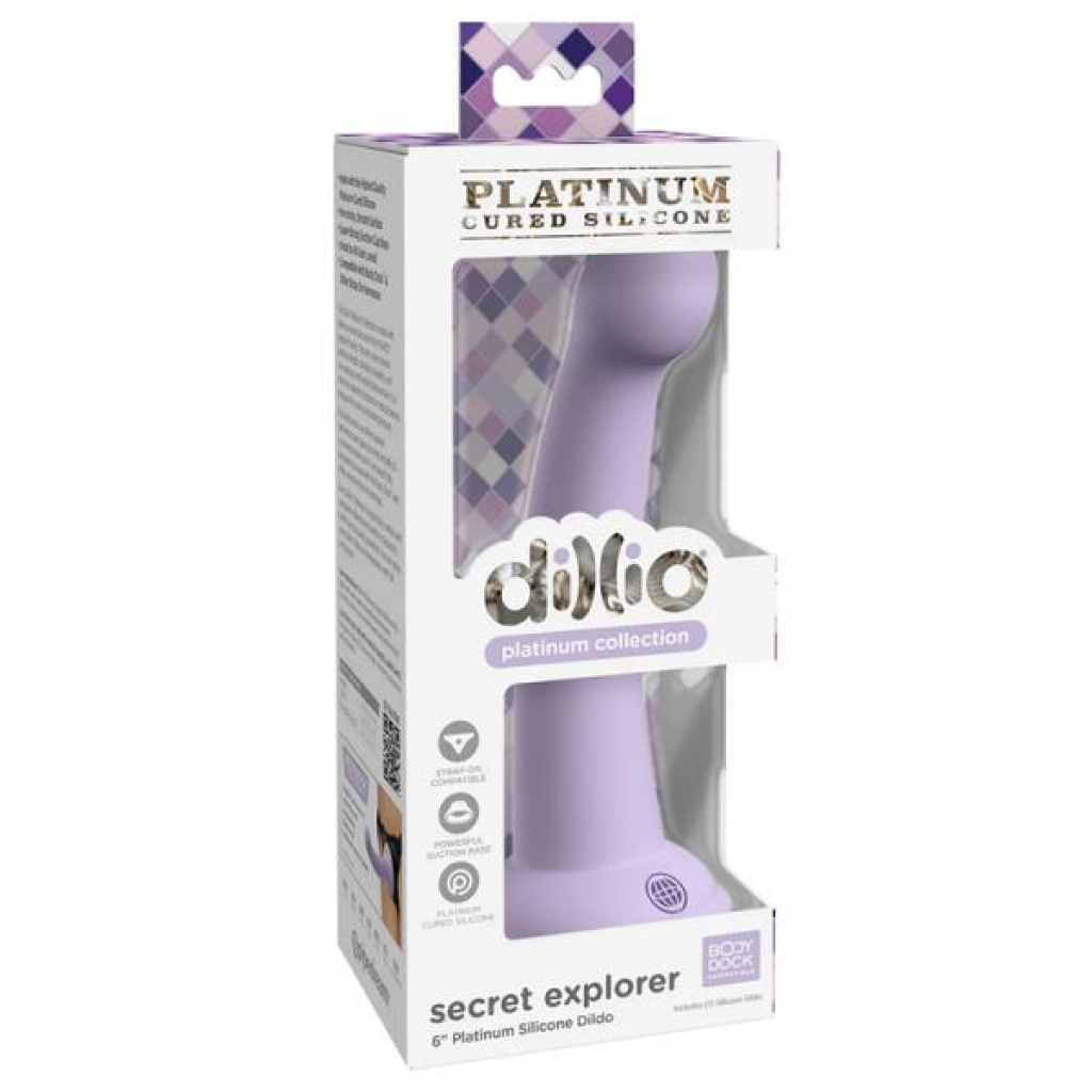 Dillio Platinum Secret Explorer Silicone Dildo 6 In. Purple - Realistic Dildos & Dongs