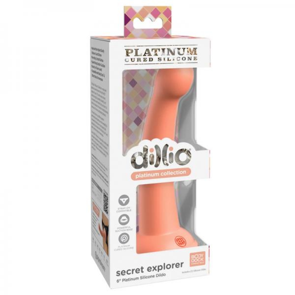 Dillio Platinum Secret Explorer Silicone Dildo 6 In. Peach - Realistic Dildos & Dongs