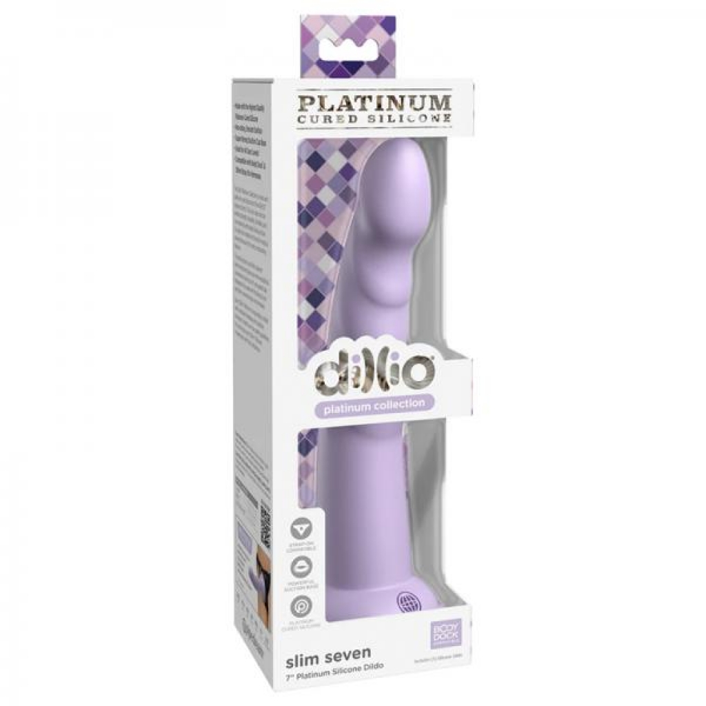 Dillio Platinum Slim Seven Silicone Dildo 7 In. Purple - Realistic Dildos & Dongs