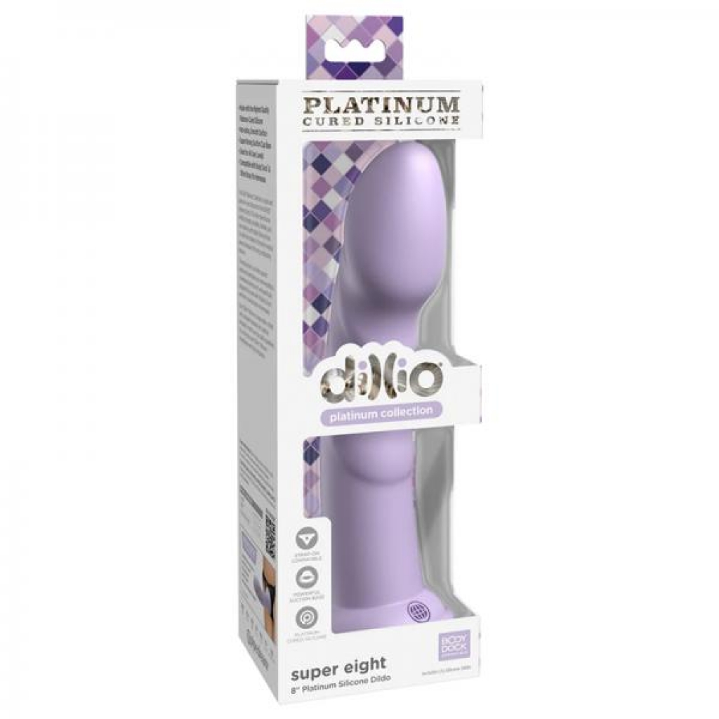 Dillio Platinum Super Eight Silicone Dildo 8 In. Purple - Realistic Dildos & Dongs