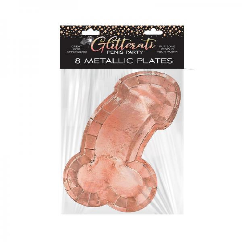 Glitterati Penis Rose Gold Plates 8 - Serving Ware